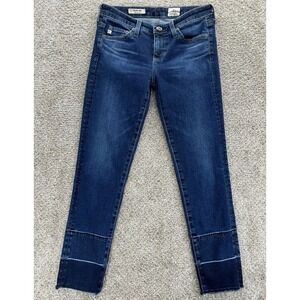 AG Adriano Goldschmied Jeans Womens 25 Blue Stilt Cigarette Crop Release Raw Hem